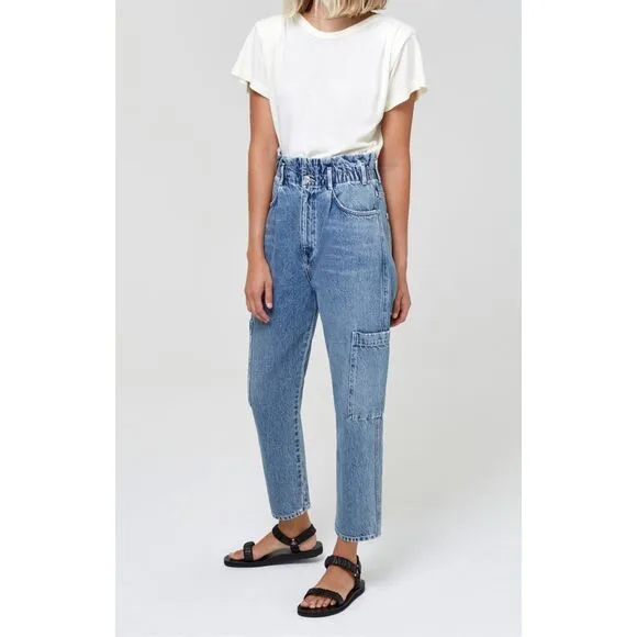 Citizens Of Humanity Annika High Rise Paper Bag Patch Pocket Jeans Blue Size 26