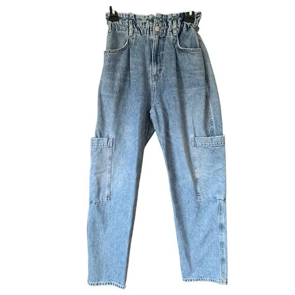 Citizens Of Humanity Annika High Rise Paper Bag Patch Pocket Jeans Blue Size 26