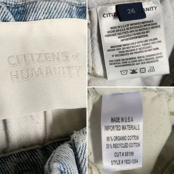Citizens Of Humanity Annika High Rise Paper Bag Patch Pocket Jeans Blue Size 26
