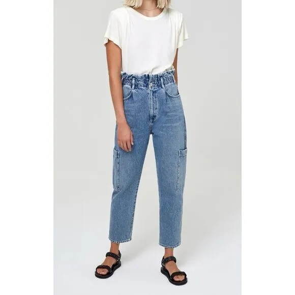 Citizens Of Humanity Annika High Rise Paper Bag Patch Pocket Jeans Blue Size 26