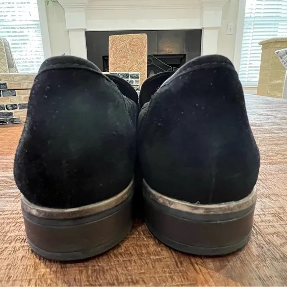 Clarks black suede loafers 11W