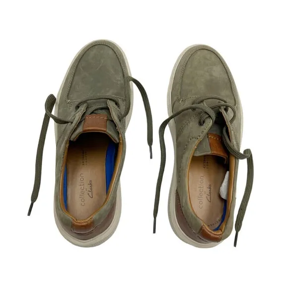 Clarks Cambro Lace Men's Sneaker in leather size 8 US Olive Nubuck new