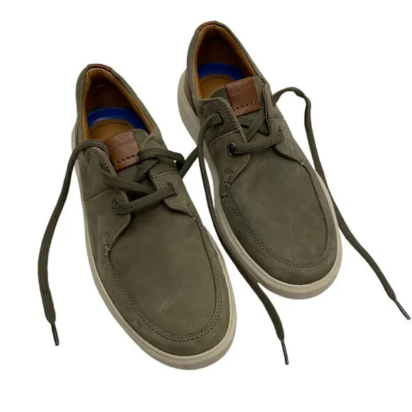Clarks Cambro Lace Men's Sneaker in leather size 8 US Olive Nubuck new