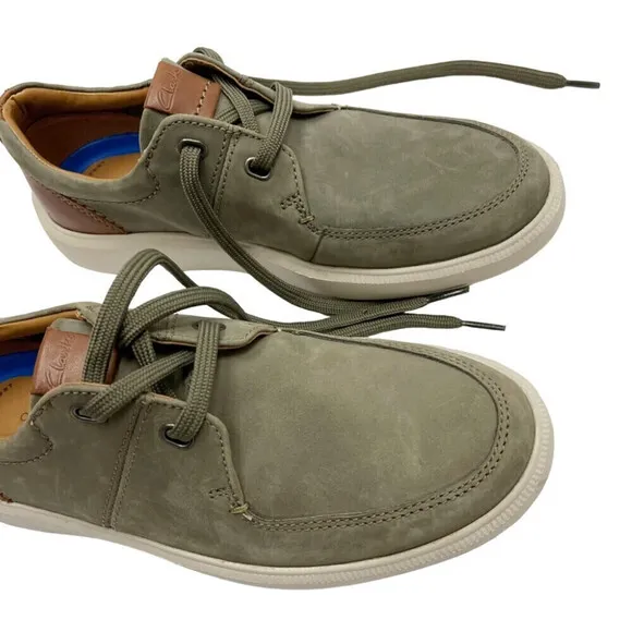 Clarks Cambro Lace Men's Sneaker in leather size 8 US Olive Nubuck new