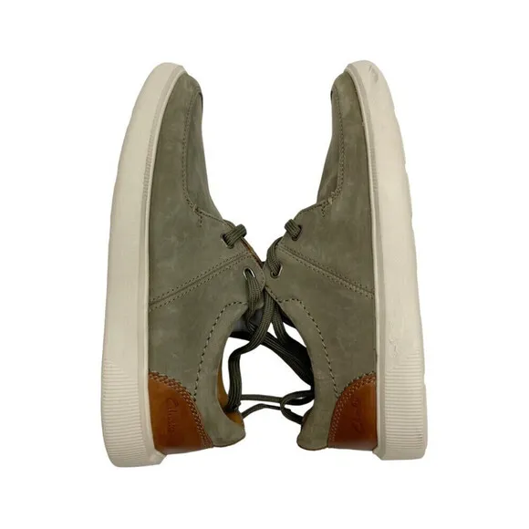 Clarks Cambro Lace Men's Sneaker in leather size 8 US Olive Nubuck new