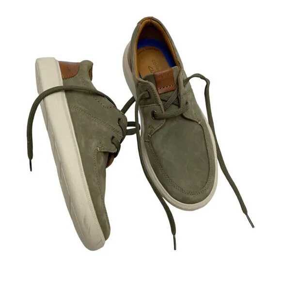 Clarks Cambro Lace Men's Sneaker in leather size 8 US Olive Nubuck new