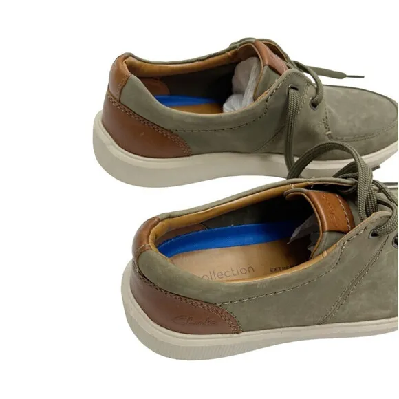 Clarks Cambro Lace Men's Sneaker in leather size 8 US Olive Nubuck new