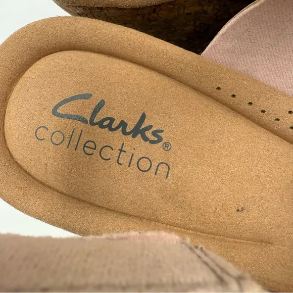 CLARKS GISELLE GLOW ROSE GOLD LEATHER WEDGE SANDALS (WOMEN'S) Size 11W