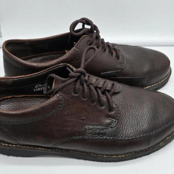 Clark's Silvato Extra Wide 10 5 Oil Resisting Loafers Tie Up Brown Leather Men's