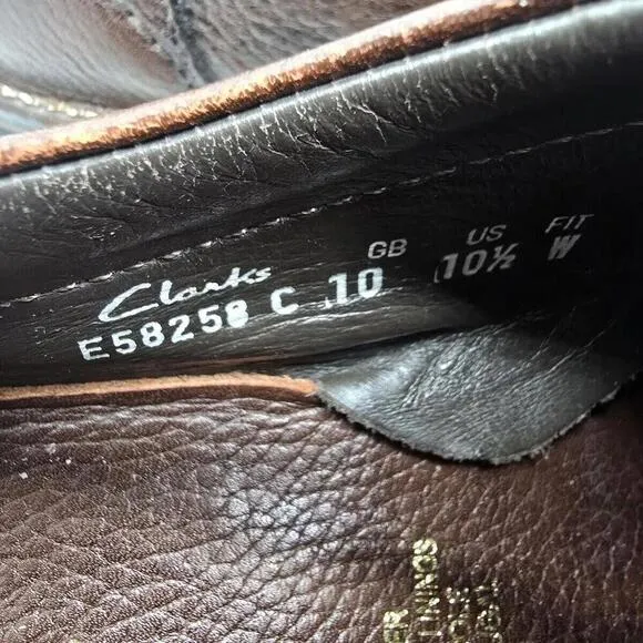Clark's Silvato Extra Wide 10 5 Oil Resisting Loafers Tie Up Brown Leather Men's