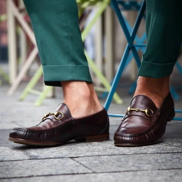 Classic Leather Horsebit Loafers Made In Italy Sz 9M Dark Brown