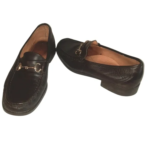 Classic Leather Horsebit Loafers Made In Italy Sz 9M Dark Brown