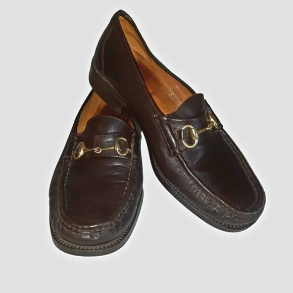 Classic Leather Horsebit Loafers Made In Italy Sz 9M Dark Brown