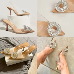 Clear vinyl rhinestone embellished heels