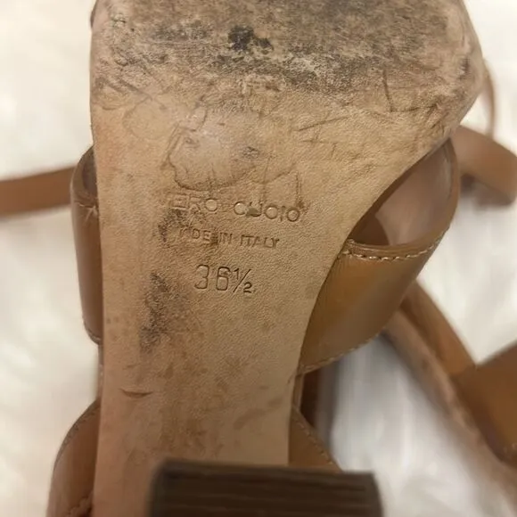 Club Monaco tan leather wrap heels Size6.5  A21