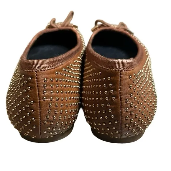 Coach Brown Studded Ballet Flats Size 7.5B (run sm more like 7) EUC