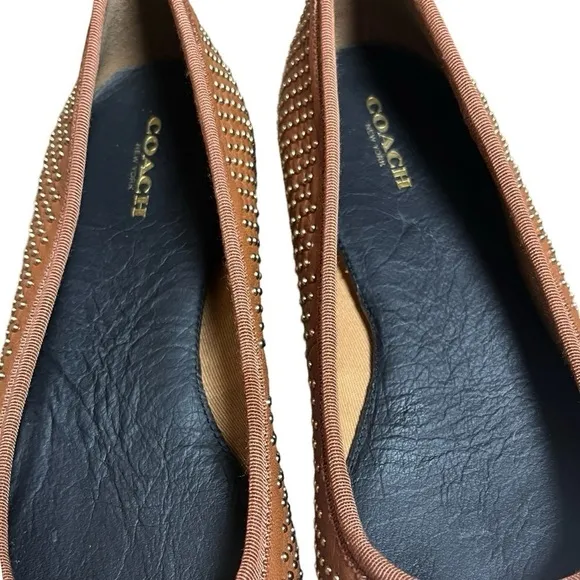 Coach Brown Studded Ballet Flats Size 7.5B (run sm more like 7) EUC