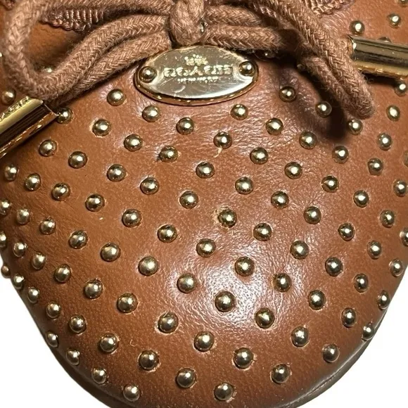 Coach Brown Studded Ballet Flats Size 7.5B (run sm more like 7) EUC