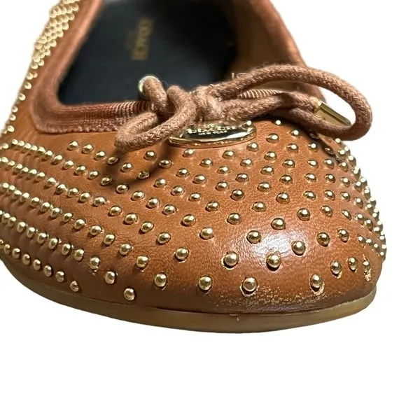 Coach Brown Studded Ballet Flats Size 7.5B (run sm more like 7) EUC