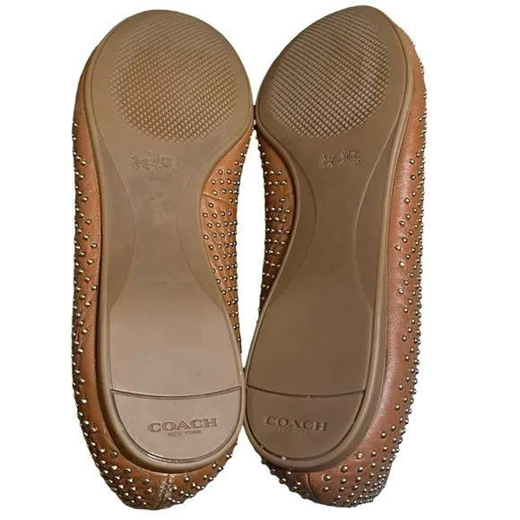 Coach Brown Studded Ballet Flats Size 7.5B (run sm more like 7) EUC