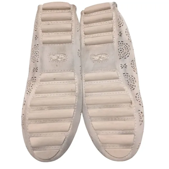Coach Crosby Cream Tea Rose Cut-out Loafers Womens Driving Moccasin Flats 8.5 B