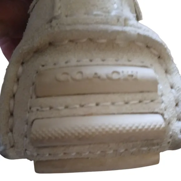 Coach Crosby Cream Tea Rose Cut-out Loafers Womens Driving Moccasin Flats 8.5 B