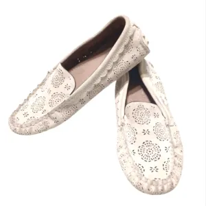 Coach Crosby Cream Tea Rose Cut-out Loafers Womens Driving Moccasin Flats 8.5 B