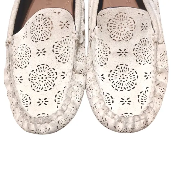 Coach Crosby Cream Tea Rose Cut-out Loafers Womens Driving Moccasin Flats 8.5 B