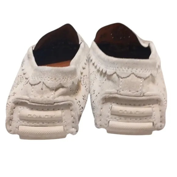 Coach Crosby Cream Tea Rose Cut-out Loafers Womens Driving Moccasin Flats 8.5 B