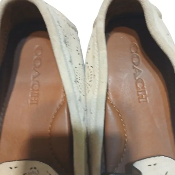 Coach Crosby Cream Tea Rose Cut-out Loafers Womens Driving Moccasin Flats 8.5 B