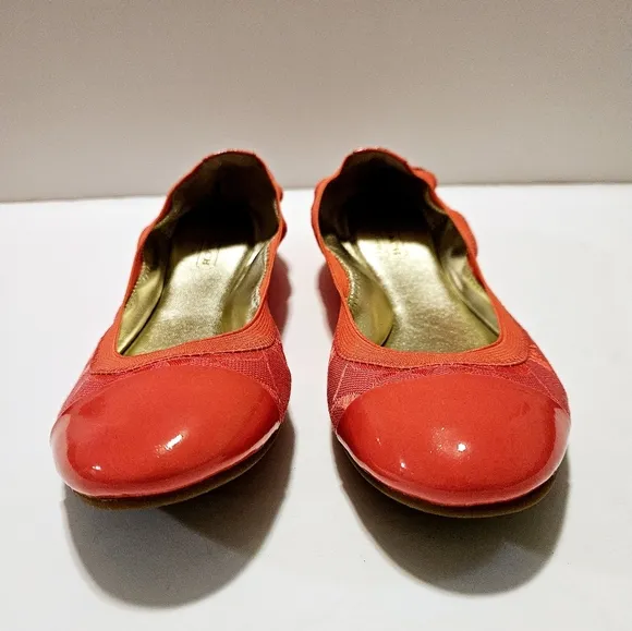 COACH Dalia Scrunch Signature Orange Ballet Size 9B Flats Shoes Q1794