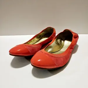 COACH Dalia Scrunch Signature Orange Ballet Size 9B Flats Shoes Q1794