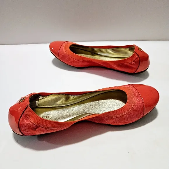 COACH Dalia Scrunch Signature Orange Ballet Size 9B Flats Shoes Q1794