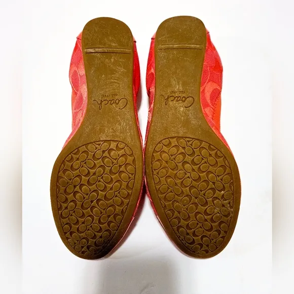 COACH Dalia Scrunch Signature Orange Ballet Size 9B Flats Shoes Q1794