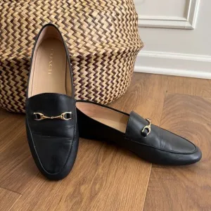 Coach Haley Leather Horsebit Loafer Black Gold Tone 10
