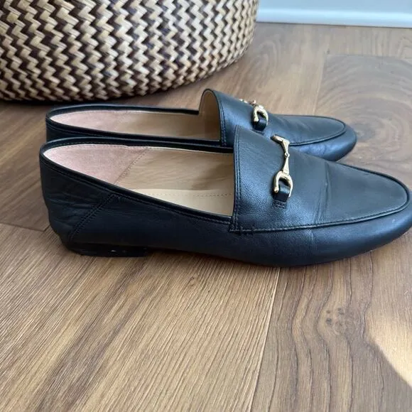 Coach Haley Leather Horsebit Loafer Black Gold Tone 10