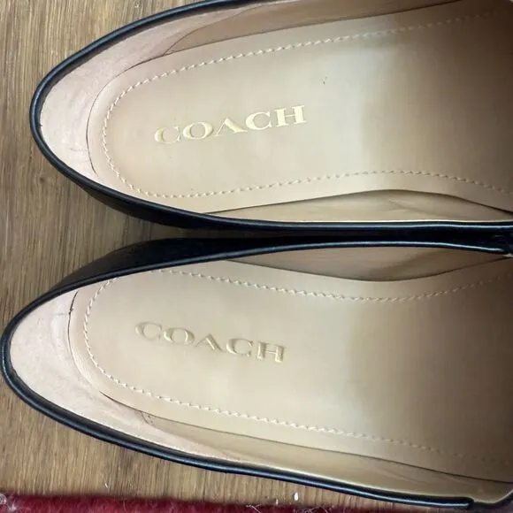 Coach Haley Leather Horsebit Loafer Black Gold Tone 10
