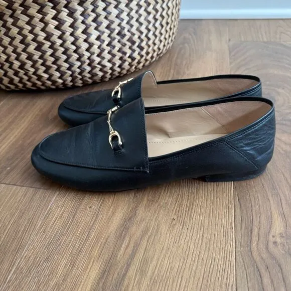 Coach Haley Leather Horsebit Loafer Black Gold Tone 10