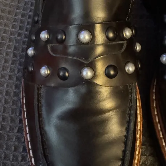 Coach Lennox Slip On Loafers G1378 Black Leather with Studs Size 5