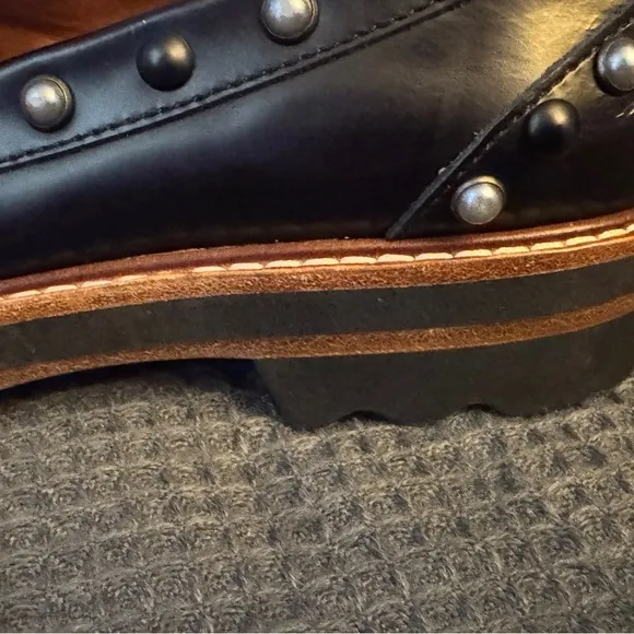Coach Lennox Slip On Loafers G1378 Black Leather with Studs Size 5