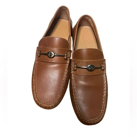 COACH MENS MOTT DRIVER LEATHER CLASSIC PREPPY LOAFERS SIZE 7.5