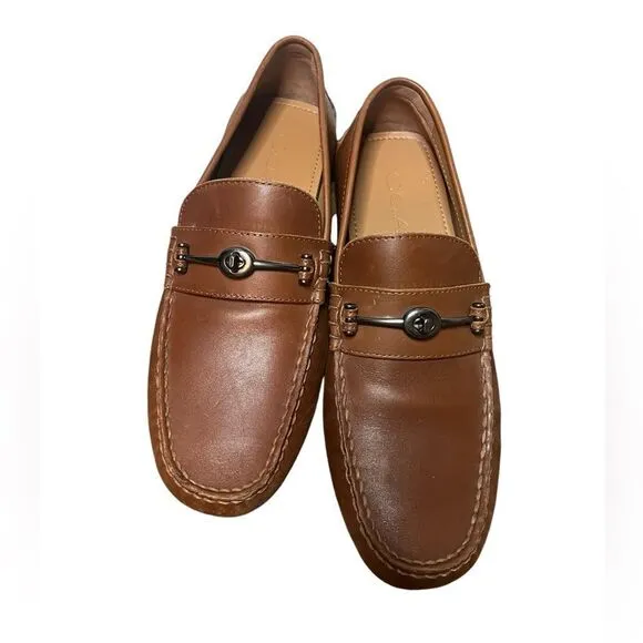 COACH MENS MOTT DRIVER LEATHER CLASSIC PREPPY LOAFERS SIZE 7.5