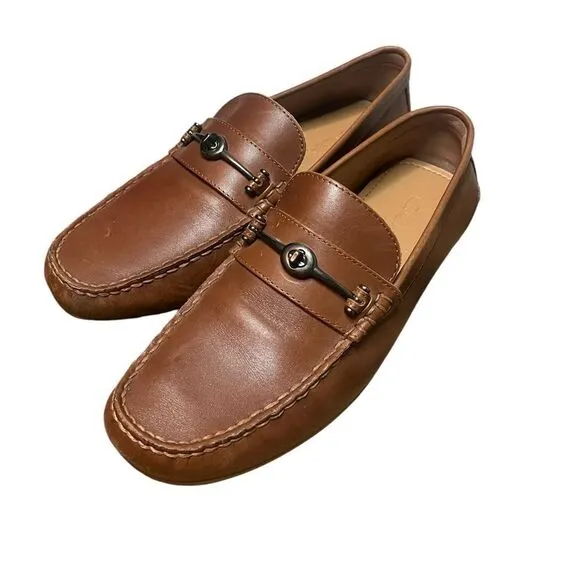 COACH MENS MOTT DRIVER LEATHER CLASSIC PREPPY LOAFERS SIZE 7.5