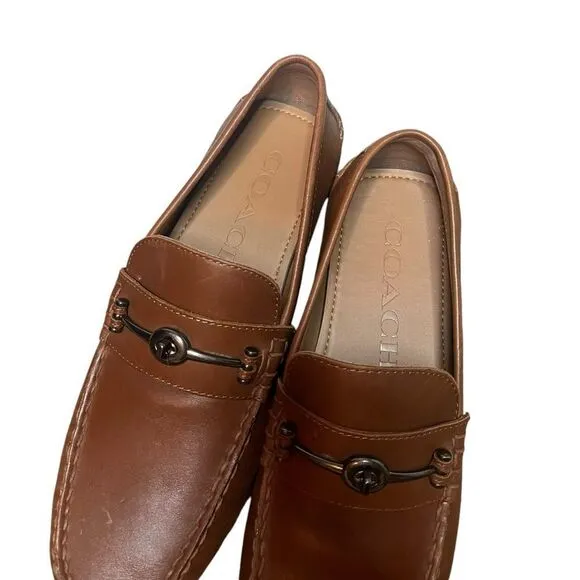 COACH MENS MOTT DRIVER LEATHER CLASSIC PREPPY LOAFERS SIZE 7.5