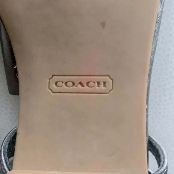 Coach Odele Ankle Strap Metallic Silver Sandals-9 1/2