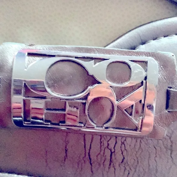 Coach Odele Ankle Strap Metallic Silver Sandals-9 1/2