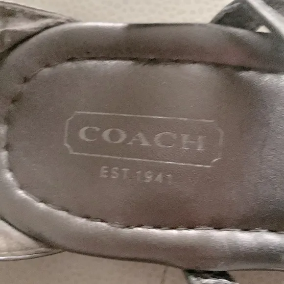 Coach Odele Ankle Strap Metallic Silver Sandals-9 1/2