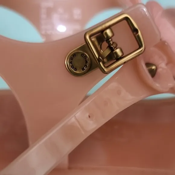 Coach Pink Tea Rose Jelly T-strap Sandals