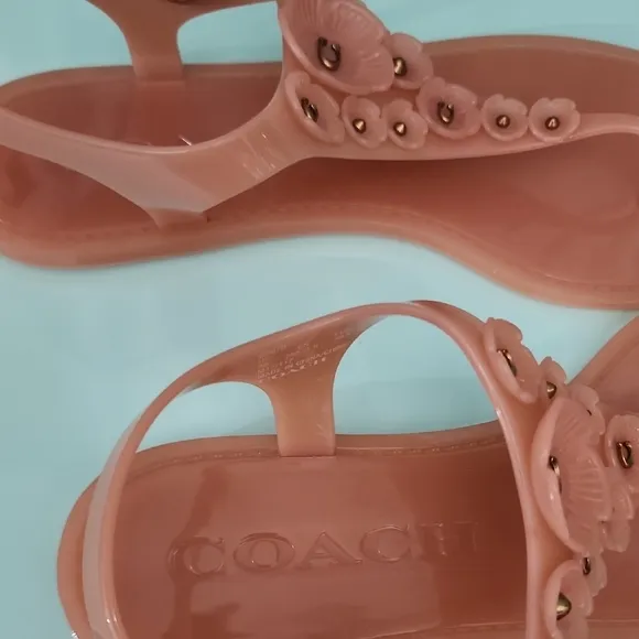 Coach Pink Tea Rose Jelly T-strap Sandals