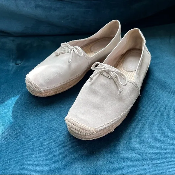 COACH RAE ESPADRILLE SLIP ONS NEUTRAL CREAM SIZE 10B EUC